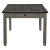 Antique Gray and Coffee Finish 6pc Dining Set Table w 6x Drawers Upholstered Bench 4x Side Chairs Casual Country Style Dining Room Furniture