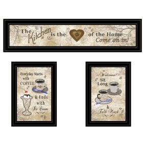 "Love of Nature Kitchen" 3-Piece Vignette By Trendy Decor 4U, Black Frame (Color: as Pic)