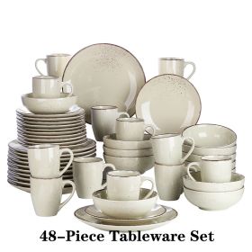 Vancasso Navia-MS 16/32/48-Piece Stoneware Ceramic Dinnerware Set with Dinner Plate,Dessert Plate,800ml Bowl, Mug Tableware Set (Color: 48-PIECE)