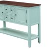 TREXM Cambridge Series Ample Storage Vintage Console Table with Four Small Drawers and Bottom Shelf for Living Rooms