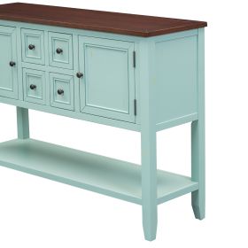 TREXM Cambridge Series Ample Storage Vintage Console Table with Four Small Drawers and Bottom Shelf for Living Rooms (Color: as Pic)