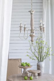 4 - Light Wood Chandelier, Hanging Light Fixture with Adjustable Chain for Kitchen Dining Room Foyer Entryway, Bulb Not Included (Color: as Pic)