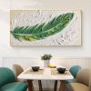 Handmade Oil Painting Original Feather Oil Painting on Canvas Large Textured Wall Art Living room Wall Decor Abstract Green Painting Custom Modern Hom