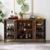 Industrial Wine Bar Cabinet with Liquor Storage, Sideboard featuring Wine Racks & Stemware Holder (55.12''w x 13.78''d x 30.31''h)