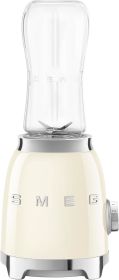 SMEG Retro Personal Blender with 2 Bottles PBF01BLUS, Black, Medium (Color: Cream)