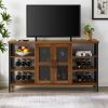 Industrial Wine Bar Cabinet with Liquor Storage, Sideboard featuring Wine Racks & Stemware Holder (55.12''w x 13.78''d x 30.31''h)