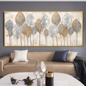 Hand Painted Thick Textured Abstract Gold Foil Oil Painting on Canvas Oil Modern Painting Fine Art Picture No Frame (size: 70x140cm)