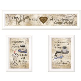 "Love of Nature Kitchen" 3-Piece Vignette By Trendy Decor 4U, White Frame (Color: as Pic)